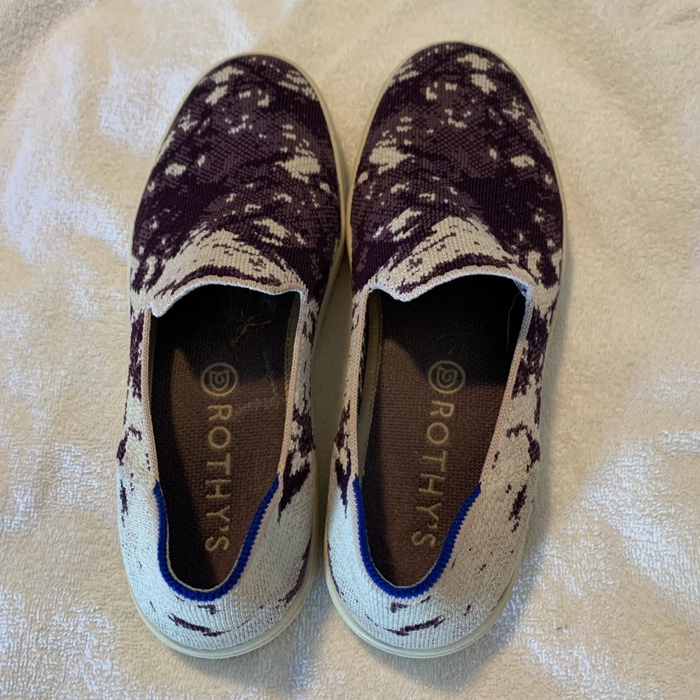 Rothy's purple Iris shibori sneakers